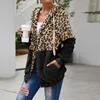 Felpe con cappuccio da donna Felpe con cappuccio autunno inverno Donna Felpa con cappuccio leopardata con cerniera casual Felpa con cappuccio a maniche lunghe Moda Top Cappotto caldo V-F