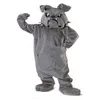 2018 Cool Bulldog Mascot Costume Grey School Animal Team Cheerleading Komplett outfit vuxen storlek261s