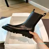 Designer Martin Boots Black Ankle Biker Platform Flats Combat Boots Low Heel Lace Up Booties Leather Chain