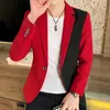 Ternos Masculinos DYBZACQ Outono Moda Simples e Versátil Adolescentes Casual Blazers Costurados em Duas Cores