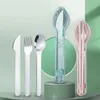 Set di stoviglie Set da tavola portatile Cucchiaio in acciaio inossidabile 304 Forchetta Coltello da bistecca Posate da viaggio Stoviglie con custodia Tavolo da pranzo