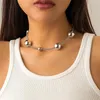 Ras du cou DQQ grosse boule perle collier pour femmes classique mode déclaration Vintage Punk clavicule chaîne Grunge bijoux Steampunk