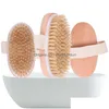 Bath Brushes Sponges Scrubbers Brush Dry Skin Body Soft Natural Bristle Spa The Wooden Baths Shower Brushs Without Handle 1832 V2 Dhfex