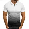 Męskie koszulki moda mężczyźni 3D gradient koszulka polo z krótkim rękawem vintage lapel lapel mąż tope