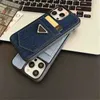 Pour Iphone 14Promax Denim Phone Casefashion Lettre Téléphone Couvre Drop Proof Iphone 13 Cas Avec Poche Pour Carte 12Promax Coquilles De Protection