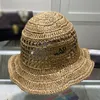 Zomerstro -hoed Luxe Desginer emmer hoeden Hand geweven strandkap gebreide dames casquette heren mode zon eofu