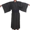 Traditionell japansk kimono män bomullskant yukata herrbadrock kimono med bälte enhetlig scenprestanda samurai clothin2213