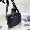 2023 Stars Same Style Boutique Nylon Black Men's and Women's Same Shoulder Crossbody Bag Zipper Opening with Key Coin Bag Life Leisure Fashion Multi layered Style