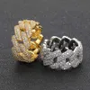 Heißer Verkauf Hip Hop Reales Gold Überzogene Messing Paar Finger Ring Iced Out Cuban Link Kette Ring Für Männer Mode schmuck