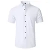 Camicie eleganti da uomo Camicie estive da uomo a maniche corte tinta unita non stirate Camicia da ufficio per feste da matrimonio Slim Fit Social Chemise