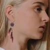 Boucles d'oreilles créoles bohème créatif gland oreille accessoires plume femmes goujons coeur déclaration pour les femmes café