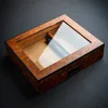 Cajas de humidificador de cigarros de madera de cedro de vidrio transparente de lujo Nueva caja de cigarros de madera portátil Caja de gabinete de humidificadores de cigarros de viaje superior de vidrio