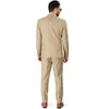 Trajes de hombre caqui hombres Slim Fit 2 botones solapa con muesca piezas Blazer y pantalones ropa de novio traje Formal de boda de negocios traje Homme