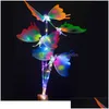 Party Favor Led Butterfly Light Sticks Lysande Fairy Wing Wand Stick Evening Toys ADT Child Usef Wholesale 3 9HC H1 Drop Delivery H Dhtuk