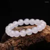 Strand 4A White Agate Bracelet Lychee Frozen Calcédoine Certificat