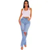 Jeans pour femmes 2023 concepteur de luxe jeune Sexy quotidien doux évider Denim solide taille haute femmes Long pantalon crayon maigre