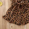 Rompers Summer Infant Baby Girls Clothing Leopard Overall 4 Färger ärmlösa knappshorts Jumpsuits Fashion Outfits 230714