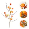 Decorative Flowers 3 Pcs Fake Branch Autumn Faux Pumpkin Stems Artificial Berry Decor Vase Branches Pick Foam Filling Ornament Halloween