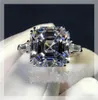Cluster Rings Handmade Asscher Cut 6ct Lab Diamond Ring 925 Sterling Silver Bijou Engagement Wedding Band For Women Bridal Party J3396727
