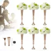 decoration Wedding Metal Trumpet Vases Desktop Metal Trumpet Centerpieces Vase Welcome Area Road Guide Flower Holder Height Wedding Props