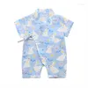 Sängkläder sätter 0-18m sommarflicka pojkar kläder rompers jumpsuit kortärmad blommig tryck söt mjuk född spädbarn kimono lekkläder