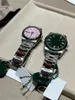 Mode reloj 41mm armbandsur mens automatiska rostfritt stål rem flexibel gul svart vit urtavla lyxklockor designer trendiga gmt sb025 c23