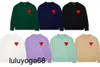 Nya 2023 herrtröjor Designer AMI Print Heart Sticked Long Sleeve Fashion Märke Pullover Knit Caausl Top Aisan Size Womens Herrtröja