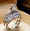 Wholesale 925 Silver Plated Copper Zircon Luxury Eternity diamond Rings for Women Gift Lots Bulk Jewelry Wedding Ring