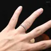 Cluster Rings FNJ Rope Ring 925 Silver Jewelry Fashion Romantic S925 Sterling For Women Adjustable Size 7-9.5 Bague