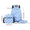 Backpack 3pcs/set Ladies Bookbag Large Capacity Laptop Fashion Adjustable Strap Nylon With Handbag Pencil Case For Teenage Girls