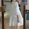 Robes décontractées robe blanche femmes Kawaii nœud Mini été Style Preppy mignon Harajuku tenues Vintage surdimensionné Streetwear