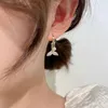Orecchini a bottone coreano lusso zircone perla a coda di pesce per le donne moda cristallo imitazione ciondola l'orecchino ragazza regalo di gioielli
