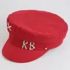 Berets marca designer cetim r b carta sboy boné plano militray chapéu ajustável mulheres boina chapéus gorras mujer 230714