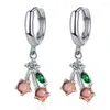 Boucles d'oreilles créoles 925 en argent Sterling cerise cristal boucle d'oreille série de fruits de la forêt pour les femmes charme bijoux cadeaux