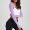 Active Shirts Femmes Manches Longues Yoga Crop Tops Dames Open Front Cardigans Pour Les Sports De Plein Air