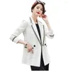 Costumes pour femmes blanc Plaid Tweel surdimensionné Tweed Blazer femmes 2023 automne coréen élégant Double boutonnage veste manteau femme Blazers noir