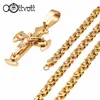 Pendant Necklaces Jesus Pendant Necklace Gold Color Small Crucifix Cross Stainless Steel Long Heavy Byzantine Chain Necklaces Men Jewelry MN73 230714