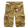 Hommes Shorts D'été Coton Cargo Hommes Mode Multi Poche Solide Couleur Causal Lâche En Plein Air MID Sans Ceinture 230714