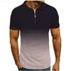 Herr t-shirts mode män 3d gradient polo skjorta kort ärm vintage blixtlås lapel man t skjortor topps 2023 sommarmärke mens polo skjortor tee l230715