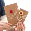 Gift Wrap 10 PCS Sunflower Dried Flower Rose Greeting Cards Retro Kraft Paper DIY Manual Creative Card Birthday Leave A Message Romantic