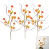 Decorative Flowers 3 Pcs Fake Branch Autumn Faux Pumpkin Stems Artificial Berry Decor Vase Branches Pick Foam Filling Ornament Halloween