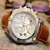 New Seawolf Chrono Diver Pro Barenia A1338012 White Dial Miyota Quartz Chronograph Mens Watch Stopwatch Brown Leather Watches Hell244R