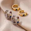 Hoop Ohrringe Zirkon Bunte Herz Für Frauen Gold Farbe Edelstahl 2023 Trend Luxus Designer Schmuck Aretes Mujer