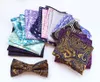 Gravatas borboletas masculinas clássicas paisley lenço quadrado 2023 material de seda moda padrão terno bolso toalha