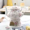Bouteilles d'eau Anglais British Fine China Teapot 400ML Avec Base Chauffante HighGrade Porcelain Tea Warmer Set Céramique Tenant Four 230714