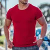 T-shirts pour hommes New Elastic Men T-shirt Shorts Sleeve Solid Vertical Stripe Round Neck Mens Muscle Sports Tshirts Summer Male Casual Tees Tops L230715