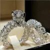 Wholesale 925 Silver Plated Copper Zircon Luxury Eternity diamond Rings for Women Gift Lots Bulk Jewelry Wedding Ring