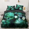 Sängkläder set lyxiga sängkläder uppsättningar 3D anpassade täcke omslag Set Queen/King Quilt/Filt Cover Set 3 PCS Bed SE Halloween Skull Bed Linen 230715