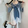 Abiti casual Heydress Princess Fit Chic Abito a vita alta 2023 Summer Japanese Kawaii Women Lolita Sweet Cute Retro Solid Bowknot