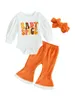 Ensembles de vêtements mignon Halloween bébé fille costume ensemble lettre imprimé sweat cloche bas pantalon et bandeau - tenue parfaite pour les nés